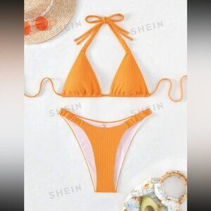 NWT shein orange two piece bikini